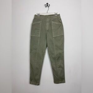 Spanx Stretch Twill Straight Leg Pant Women's Large Olive Green